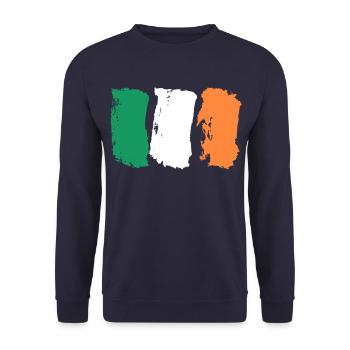 Irland Flagge Pinselstriche - Unisex Pullover - Navy - Vorne - Alina (178cm) & Michal (187cm)
