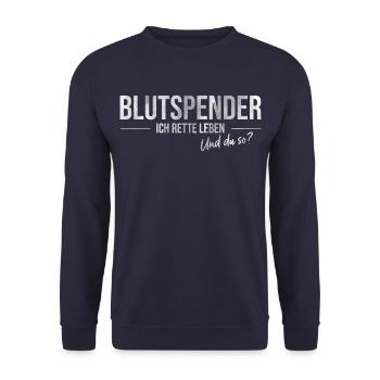 Blutspender- Lebensretter - Und du so? - Unisex Pullover - Navy - Vorne - Alina (178cm) & Michal (187cm)