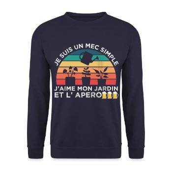 Jardin et apéro humour jardinier cadeau vintage - Sweat-shirt Unisexe - marine - Devant - Alina (178cm) & Michal (187cm)