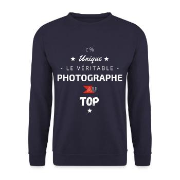 le véritable Photographe au top - Sweat-shirt Unisexe - marine - Devant - Alina (178cm) & Michal (187cm)