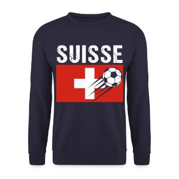 Schweiz Flagge Geschenk Schweizer Fussball Fussball - Unisex Pullover - Navy - Vorne - Alina (178cm) & Michal (187cm)