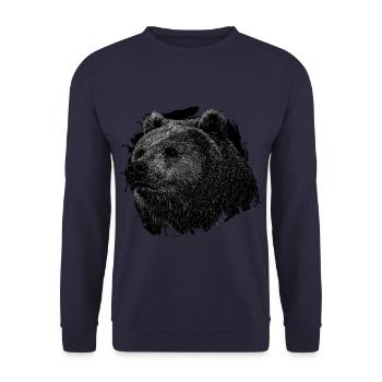 Bär Grizzly - Unisex Pullover - Navy - Vorne - Alina (178cm) & Michal (187cm)
