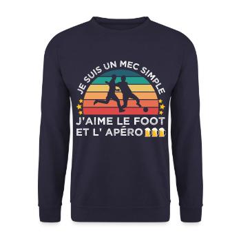 Foot et apéro humour footballeur cadeau vintage - Sweat-shirt Unisexe - marine - Devant - Alina (178cm) & Michal (187cm)
