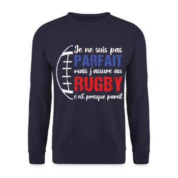 Je ne suis pas parfait mais j' assure au rugby - Sweat-shirt Unisexe - marine - Devant - Alina (178cm) & Michal (187cm)