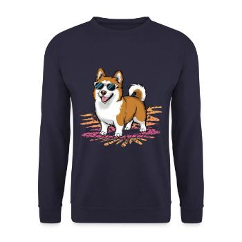 Motif de chien de dessin animé avec laponie finlandaise - Sweat-shirt Unisexe - marine - Devant - Alina (178cm) & Michal (187cm)