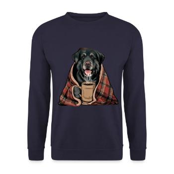 Münsterland dog with blanket and coffee mug - Unisex Sweatshirt - navy - Front - Alina (178cm) & Michal (187cm)