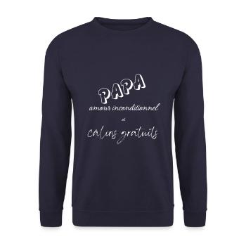 Papa amour inconditionnel et câlins gratuits - Sweat-shirt Unisexe - marine - Devant - Alina (178cm) & Michal (187cm)