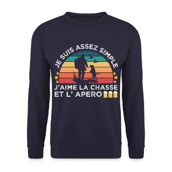 Chasse et apéro humour chasseur cadeau chasse cool - Sweat-shirt Unisexe - marine - Devant - Alina (178cm) & Michal (187cm)