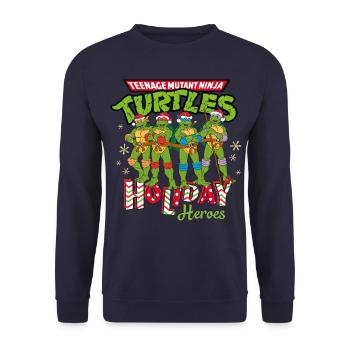 Teenage Mutant Ninja Turtles Holiday Heros - Unisex Sweatshirt - navy - Front - Alina (178cm) & Michal (187cm)