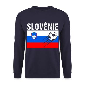 Slovenian Flag Slovenian Football Gift - Unisex Sweatshirt - navy - Front - Alina (178cm) & Michal (187cm)