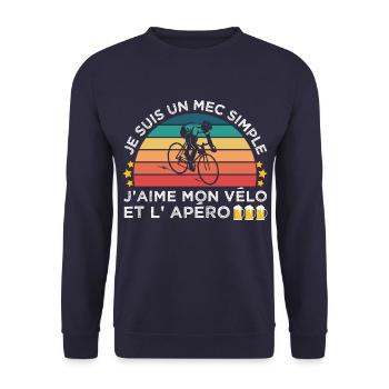 Vélo et apéro humour cycliste cadeau cyclisme - Sweat-shirt Unisexe - marine - Devant - Alina (178cm) & Michal (187cm)