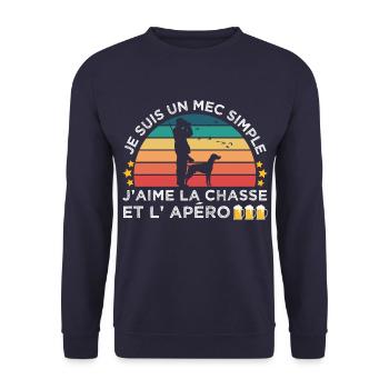 Chasse et apéro humour chasseur cadeau chasse cool - Sweat-shirt Unisexe - marine - Devant - Alina (178cm) & Michal (187cm)