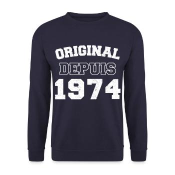 Original depuis 1974 cadeau anniversaire vintage - Sweat-shirt Unisexe - marine - Devant - Alina (178cm) & Michal (187cm)