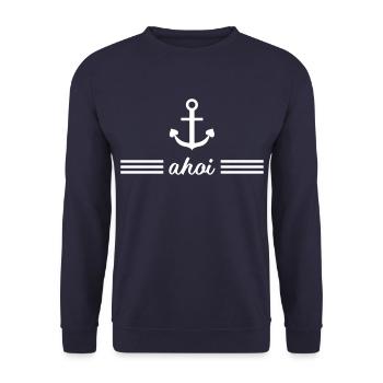Ahoi Anker - ahoy anchor mit Herz - Unisex Pullover - Navy - Vorne - Alina (178cm) & Michal (187cm)