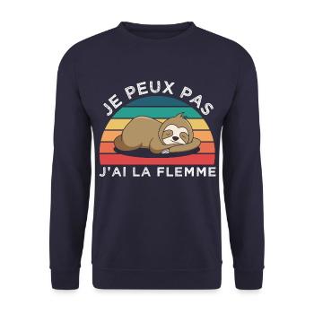 Je peux pas j'ai la flemme humour paresseux cadeau - Sweat-shirt Unisexe - marine - Devant - Alina (178cm) & Michal (187cm)