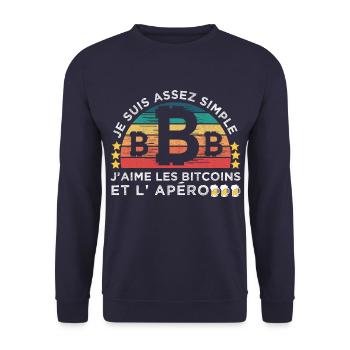 J' aime les crypto-monnaies et l' apéro cadeau - Sweat-shirt Unisexe - marine - Devant - Alina (178cm) & Michal (187cm)