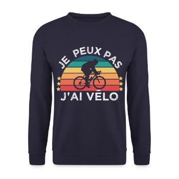Vélo humour je peux pas j' ai vélo cadeau cycliste - Sweat-shirt Unisexe - marine - Devant - Alina (178cm) & Michal (187cm)