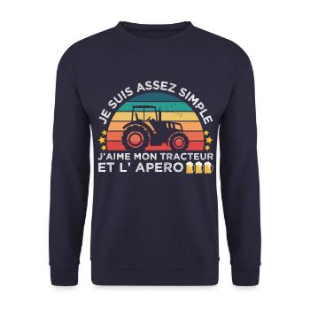 Tracteur et apéro cadeau agriculteur vintage - Sweat-shirt Unisexe - marine - Devant - Alina (178cm) & Michal (187cm)
