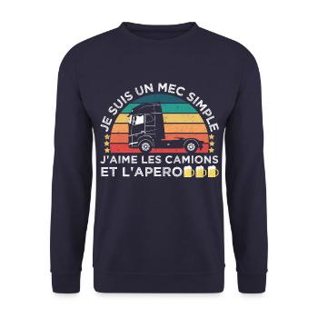 J' aime les camions et l' apéro humour routier - Sweat-shirt Unisexe - marine - Devant - Alina (178cm) & Michal (187cm)