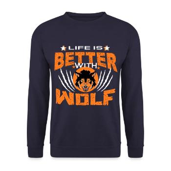 WOLF - Sweat-shirt Unisexe - marine - Devant - Alina (178cm) & Michal (187cm)