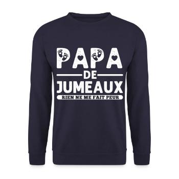 Papa de jumeaux humour père cadeau - Sweat-shirt Unisexe - marine - Devant - Alina (178cm) & Michal (187cm)