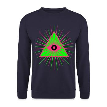 65 All-Seeing Eye of God Triangle Rays - Unisex Sweatshirt - navy - Front - Alina (178cm) & Michal (187cm)