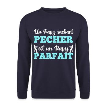 Un papy sachant pêcher cadeau grand-père pêcheur - Sweat-shirt Unisexe - marine - Devant - Alina (178cm) & Michal (187cm)