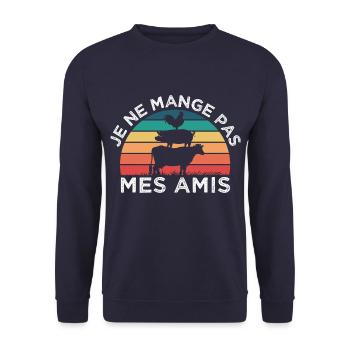 Végétarien je ne mange pas mes amis cadeau vegan - Sweat-shirt Unisexe - marine - Devant - Alina (178cm) & Michal (187cm)