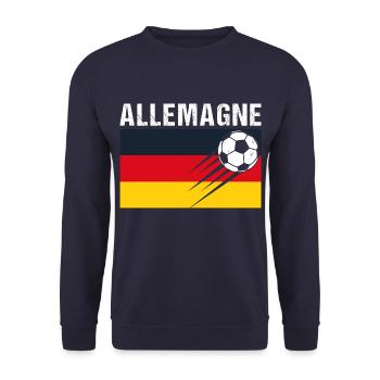 Deutschland Flagge Geschenk Fußball Deutscher Fußball - Unisex Pullover - Navy - Vorne - Alina (178cm) & Michal (187cm)