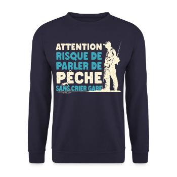 Pêcheur risque de parler de pêche cadeau humour - Sweat-shirt Unisexe - marine - Devant - Alina (178cm) & Michal (187cm)