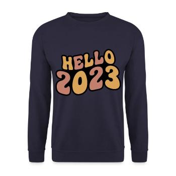 Hello 2023 gift new year 2023 vintage - Unisex Sweatshirt - navy - Front - Alina (178cm) & Michal (187cm)