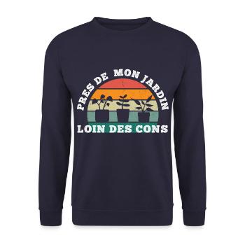 Jardinage près de mon jardin humour cadeau vintage - Sweat-shirt Unisexe - marine - Devant - Alina (178cm) & Michal (187cm)