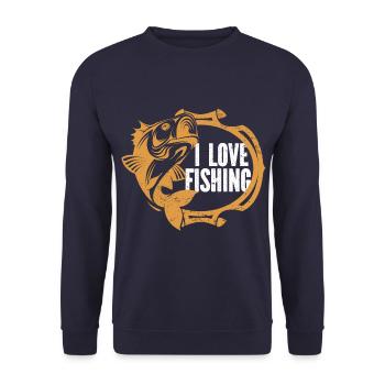 Angler Angelhaken Angelrute Sportfischer - Unisex Pullover - Navy - Vorne - Alina (178cm) & Michal (187cm)