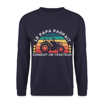 Le papa parfait conduit un tracteur cadeau vintage - Sweat-shirt Unisexe - marine - Devant - Alina (178cm) & Michal (187cm)