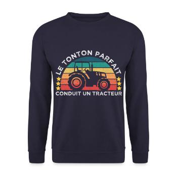 Le tonton parfait conduit un tracteur cadeau rétro - Sweat-shirt Unisexe - marine - Devant - Alina (178cm) & Michal (187cm)