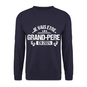 Je vais être grand-père en 2024 annonce naissance - Sweat-shirt Unisexe - marine - Devant - Alina (178cm) & Michal (187cm)