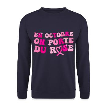 Octobre rose solidarité cancer du sein cadeau - Sweat-shirt Unisexe - marine - Devant - Alina (178cm) & Michal (187cm)