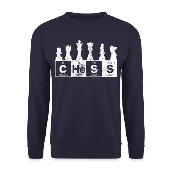 Science Schach Nerd - Unisex Pullover - Navy - Vorne - Alina (178cm) & Michal (187cm)