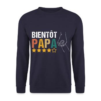 Bientôt papa annonce naissance bébé cadeau père - Sweat-shirt Unisexe - marine - Devant - Alina (178cm) & Michal (187cm)