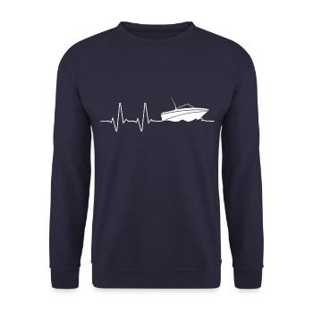 Bateau à moteur fréquence cardiaque cadeau bateau à moteur - Sweat-shirt Unisexe - marine - Devant - Alina (178cm) & Michal (187cm)