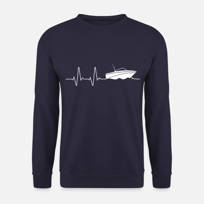 Boot Bootfahren Herzfrequenz Motorboot Geschenk - Unisex Pullover - Navy