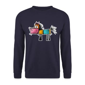 Abstract Art Horse - Unisex Sweatshirt - navy - Front - Alina (178cm) & Michal (187cm)