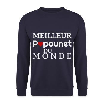 Meilleur Papounet du Monde! - Sweat-shirt Unisexe - marine - Devant - Alina (178cm) & Michal (187cm)