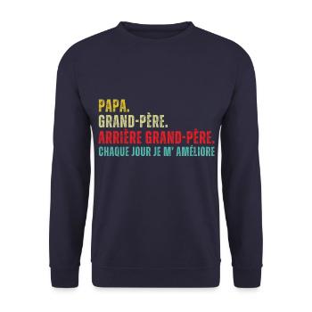 Papa,grand-père,arrière grand-père humour cadeau - Sweat-shirt Unisexe - marine - Devant - Alina (178cm) & Michal (187cm)