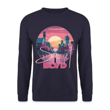 Sunset Boulevard Los Angeles Kalifornien USA - Unisex Pullover - Navy - Vorne - Alina (178cm) & Michal (187cm)