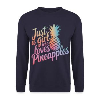 Ananas tropische hawaiianische Frucht - Unisex Pullover - Navy - Vorne - Alina (178cm) & Michal (187cm)