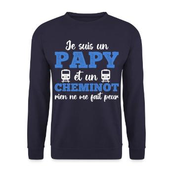 Je suis un papy cheminot humour train cadeau - Sweat-shirt Unisexe - marine - Devant - Alina (178cm) & Michal (187cm)