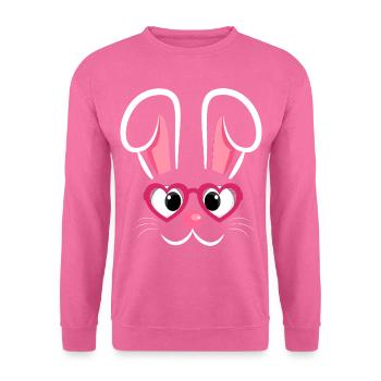 Hasengesicht mit Herzchenbrille - Unisex Pullover - Pink - Vorne