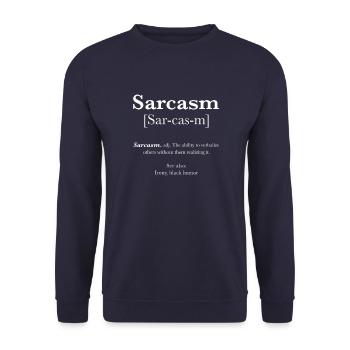 Sarkasmus sarkastisch lustig witzig Eloquent - Unisex Pullover - Navy - Vorne - Alina (178cm) & Michal (187cm)