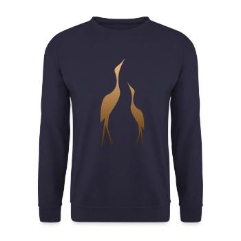 Crane Cranes Crane monitor Crane field - Unisex Sweatshirt - navy - Front - Alina (178cm) & Michal (187cm)